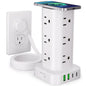 Power Strip Tower with Wireless Charger,Surge Protector with 12 Outlets
