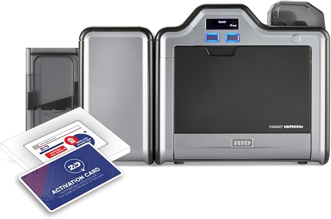 2ID Fargo HDP5000e Dual-Sided ID Card Printer 096640 | High-Definition and Versatile Badge Printer for Corporate and Student ID Badges