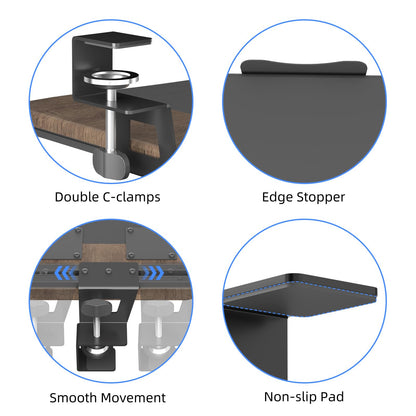 suptek Keyboard Tray Under Desk Pull Out with C Clamp Mount, Computer Keyboard & Mouse Tray, 25.6 (30 Including Clamps) x 11.8 inch Slide-Out Platform Computer Drawer for Typing, DSF1C