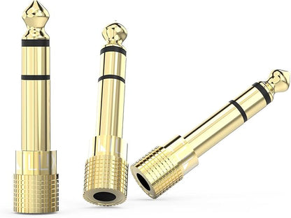 Cubilux 6.35mm to 3.5mm Audio Adapter, Gold Plated 1/4" Male to 1/8" Female TRS Stereo AUX Connector Converter for Guitar Keyboard Digital Piano Studio Monitor Amplifier Mixer Splitter, 3-Pack
