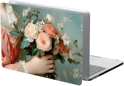 Compatible with MacBook Air 13.3 13.6 Inch Case 2022 2021 2020 2019 Plastic Hard Shell Case Cover,13.6 Air (A2681) M2 2022, A Lady with Flowers