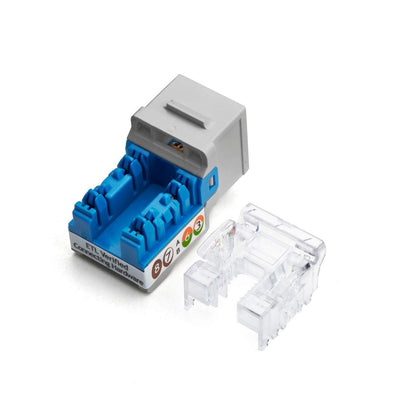 TRUE CABLE Cat6 Keystone Jack, Unshielded (UTP), 90 Degree Punch-Down, PoE++ (4PPoE) 100W, UL Listed, ETL Verified, ANSI/TIA Certified, Modular RJ45 Female, Gray, 12 Pack