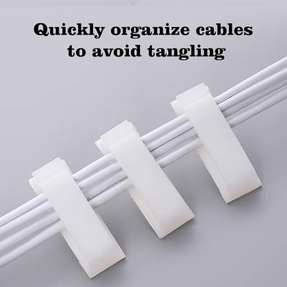 50 pcs 50 PCS Self Adhesive Cable Clips(L), Outdoor Light Clips, White Cord Wire Clips, 5.3 cm Nylon Cord Wall Finisher Wire Clamp for Home, Car, Office Desk Wire Management (White, L-50 PCS)
