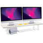 Across-Star Dual-Monitor Stand for Desk - Large Adjustable Length and Angle Riser for 2 Monitors, Double Computer Desktop Organizer, Shelf for TV, Laptop, Printer