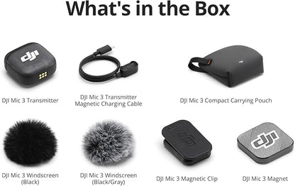 DJI Mic 3 Transmitter, Wireless Mini Microphone for iPhone/Camera/Android, Lightweight & Intuitive, Lavalier Microphone, 32-bit Float, Integrated Timecode, Vlog, Interview, Streaming