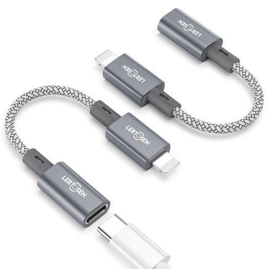 MFi Certified USB C to Lightning Adapter 2 Pack,27W PD Fast Charging & Data Sync Cable Adapter,Type C Female to Lightning Male Charger Converter for iPhone 14/13/12/11,iPad,AirPods - Not for Audio/OTG