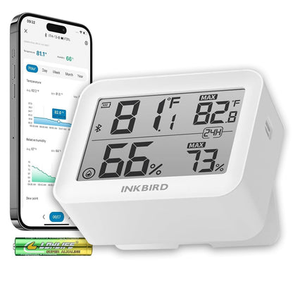 Temperature Hygrometer Monitor, Hygrometer Thermometer, Remote APP Control Greenhouse Accessories Room Temperature Monitor, Room Thermometer for Baby Nursery, 1 Years Data Storage Export, LCD