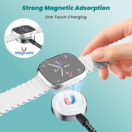 Travel Essentials 4 in 2 Multi Charging Cable for iWatch Charger(2Pack 5FT),USB A/USB C Multiple Charger Cable/Cord for All Devices Compatible for iWatch Ultra/SE/10-1,iPhone 16-11, Android,More