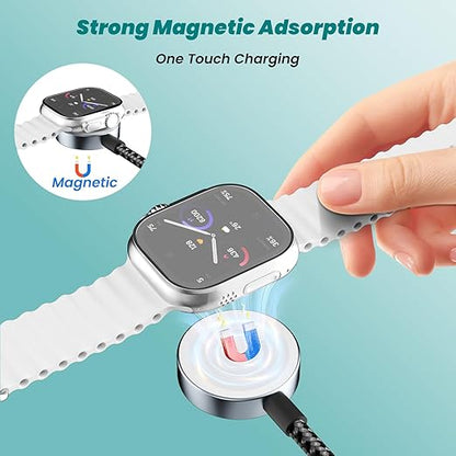 Travel Essentials 4 in 2 Multi Charging Cable for iWatch Charger(2Pack 5FT),USB A/USB C Multiple Charger Cable/Cord for All Devices Compatible for iWatch Ultra/SE/10-1,iPhone 16-11, Android,More