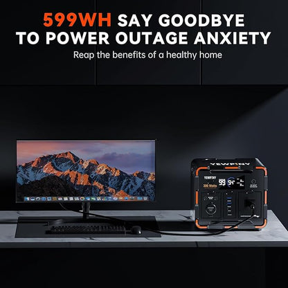 300W Solar Generator, 259Wh Portable Power Station EM300, 70,000mAh LiFePO4 Battery with 65W USB-C PD&Pure Sine Wave AC, Solar Charging for Camping,Home Backup,Emergency Power(SOS Light & LCD Display)
