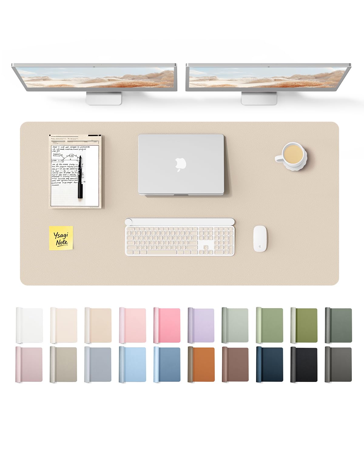 YSAGi Leather Desk Protector, Office Mat, Large Mouse Mat, Non-Slip PU Leather Blotter, Laptop Desk Pad, Waterproof Writing Pad for Office and Home (Brown, 47.2" x 23.6")