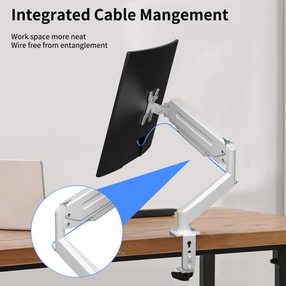 Suptek Monitor Mount Gas Spring Monitor Arm Desk Mount Fully Adjustable Fits 17 20 22 23 24 26 27 32 35 inch Monitors Weight Capacity up to 24.25 lbs, White