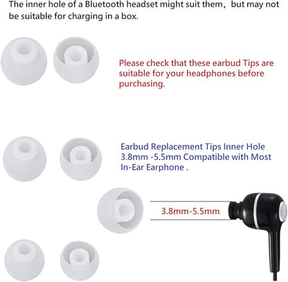 Earbud Replacement Tips Silicone Earbud Tips Earbuds Cushions for Fit Most in-Ear Earbuds(Inner Hole 3.8mm -5.5mm) Headphone Rubber Tips Eartips 18 Pairs S M L
