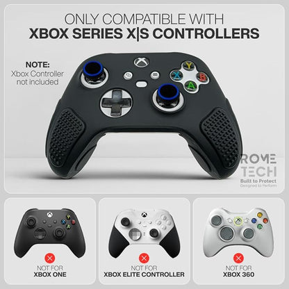 for Xbox Controller Series X/S (2024/2023) Silicone Protective Cover, Soft Skin Xbox Controller Accessories, Anti-Slip Cover with 2 Joystick Caps - Black