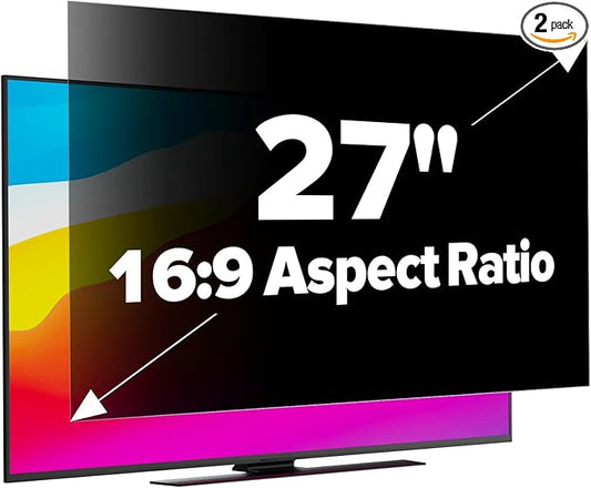 GUDTEKE [2-Pack HD Computer Privacy Screen 27 inch, Upgraded Monitor Privacy Screen for 16:9 Widescreen Removable Anti Glare Computer Screen Cover and Blue Light UV-Blocking Filter