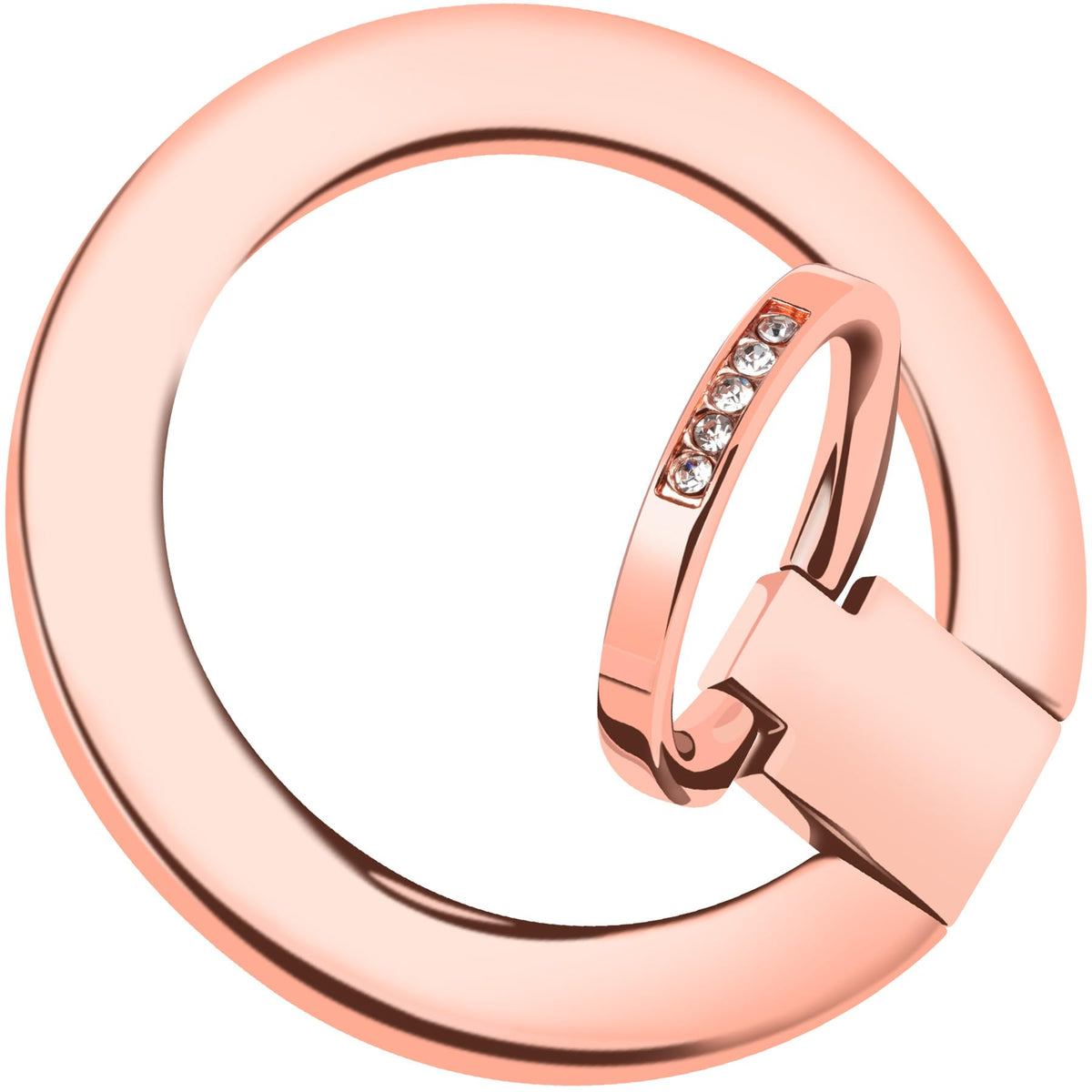 Magnetic Phone Grip for MagSafe, EI Sonador Magnet Phone Ring Holder, Removable, Compatible with iPhone 14 Plus 13 12 Pro Max Mini (Transparent Rose Gold Diamond)