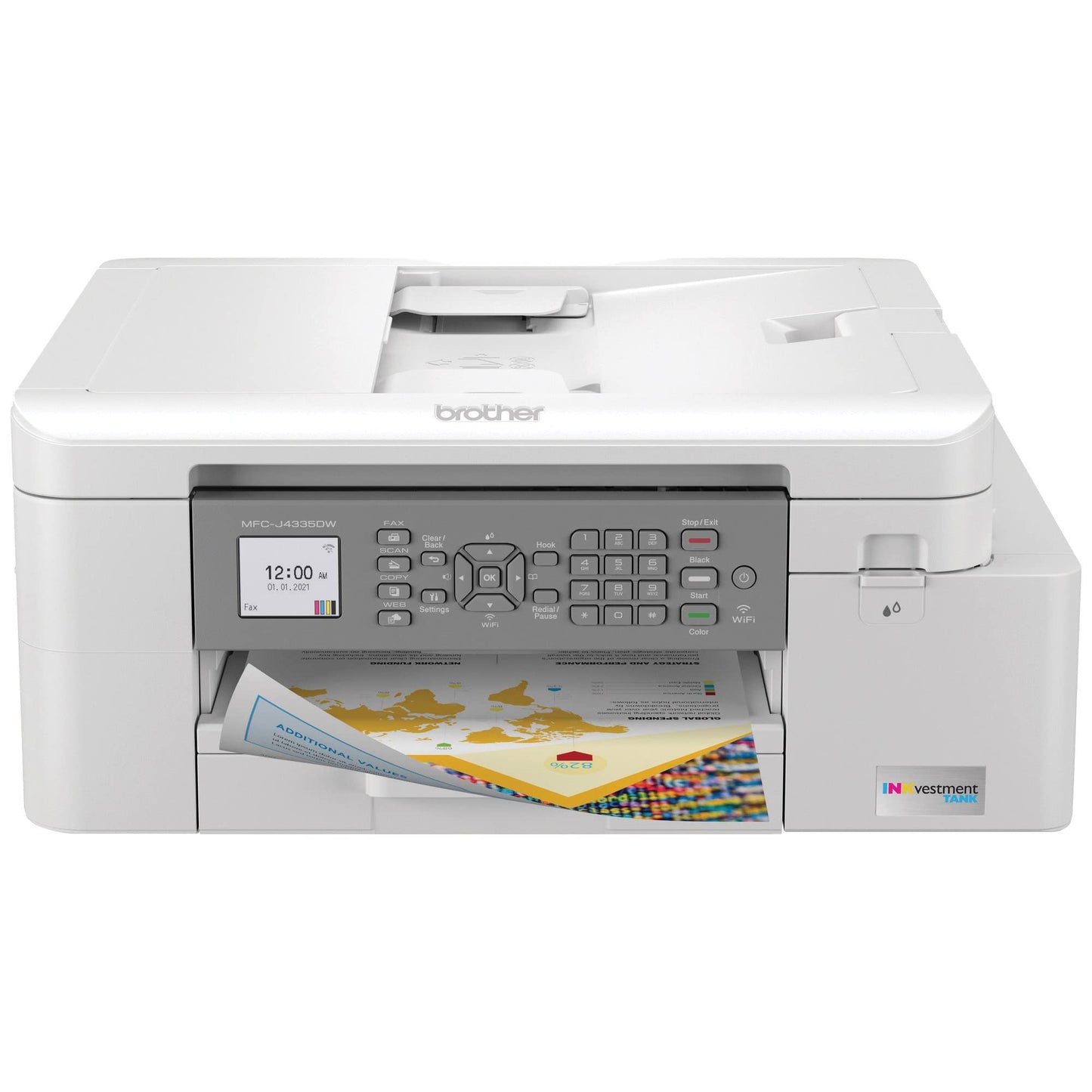 Brother MFC-J4335DW INKvestment Tank Wireless All-in-One Color Inkjet Printer, Up to 1-Year of Ink in-Box, Duplex Printing, Mobile and Cloud Print, Works with Alexa