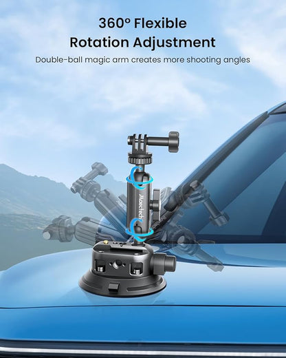 4" Suction Cup Mount with Magic Arm for Car Camera Mount for Go pro Windshield Phone Holder for Insta 360 Action Camera Accessories