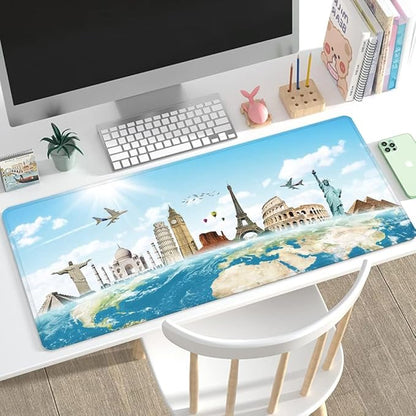 RTGGSEL 31.5x11.8 Inch Non-Slip Long Extended Large Gaming Mouse Pad with Stitched Edges XL Laptops Keyboard Mouse Mat(Travel World)