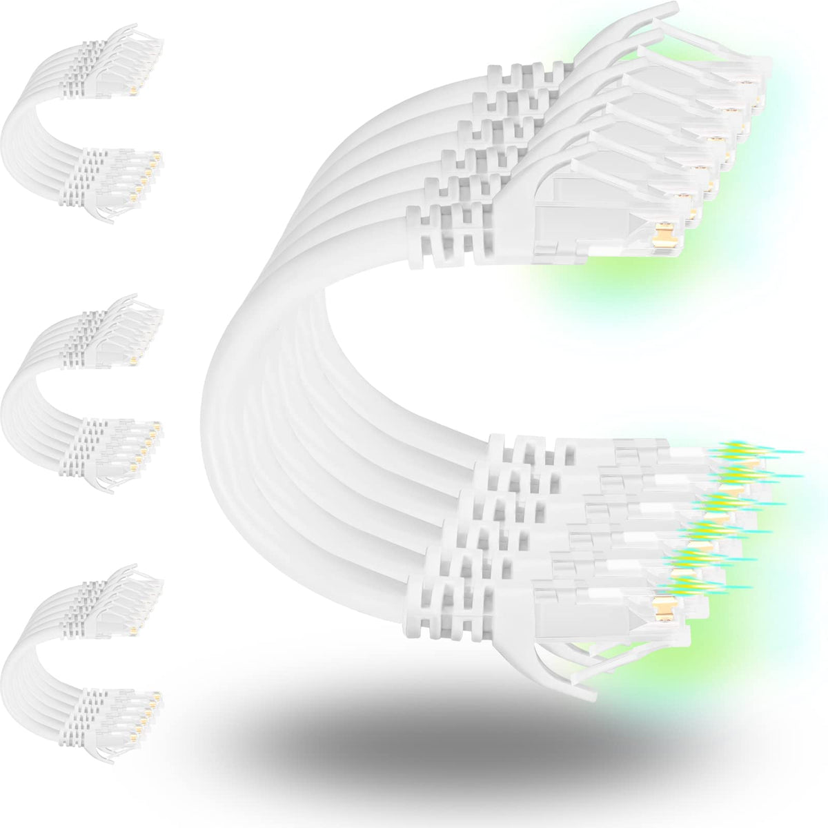 Rapink Patch Cables Cat6 0.5ft (24 Pack), Ethernet Patch Cable 10G, Cat 6 Patch Cable for Patch Panel to Switch, Flexiable Cat 6 Ethernet Cable with Gold Plated Blue