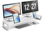 Dual Monitor Stand Riser – 36-Inch Computer Monitor Stand with Multifunctional Slot for 2 Monitors, Multi-Purpose Desktop Storage for Laptop, Printer, TV