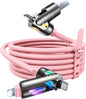 LISEN Pink iPhone Charger Cable, 240W Chubby USB C, 4 in 1 Charging Cable (6.6FT) with Light, USB A/C to C/L Multi Charging for iPhone 16 15 14 Pro Max/MacBook/iPad Pro/Samsung, Pink Accessories