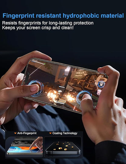 OneFish for iPhone 15/16 Privacy Screen Protector, 4-Way 360° Anti-Spy Tempered Glass, 9H Hardness, HD Clear Anti-Fingerprint 3D Curved Edges, Case-Friendly & Easy Installation [2 Pack]