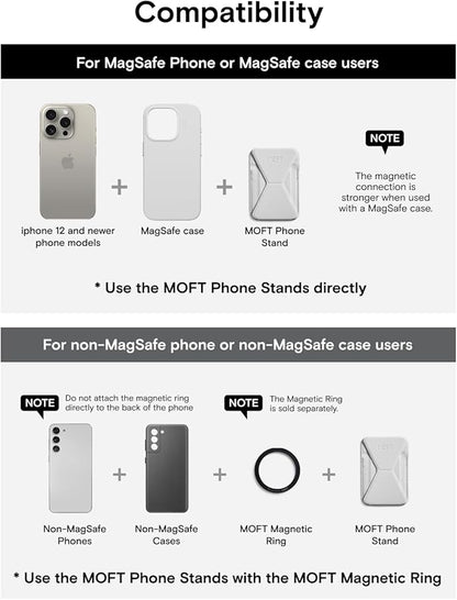 MOFT Magnetic Wallet Stand Compatible with iPhone 16/15/14/13/12 Series, Angle Adjustment & Magsafe Compatible MOVAS Phone Stand, Cement