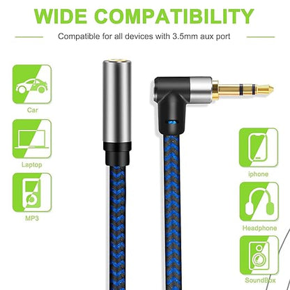 3.5mm Male to Female Extension Stereo Audio Extension Cable 6FT, Cotton-Braided Audio Extension Cable 6ft, Stereo Jack Cord for Phones, Headphones, Speakers, Tablets, PCs and More