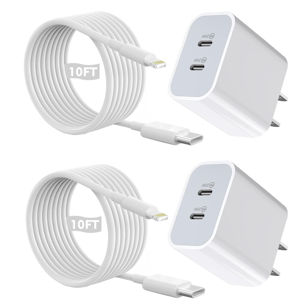 iPhone Fast Charger, iPhone Charger Fast Charging 2Pack PD 6FT Type C Quick USB C to Lightning Cable Cord Fast Charger iPhoneUSB C Wall Block Plug for iPhone14 13 12 11 Pro Max XR XS X, iPad, AirPods
