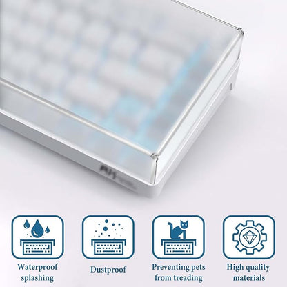 GEEKRIA 65% Keyboard Dust Cover, Acrylic Dust Cover for 68 Key Computer Mechanical Keyboard, Compatible with RK Royal KLUDGE RK68, Keychron K6, K6 Pro, Corsair K65 PRO Mini (Frosted)
