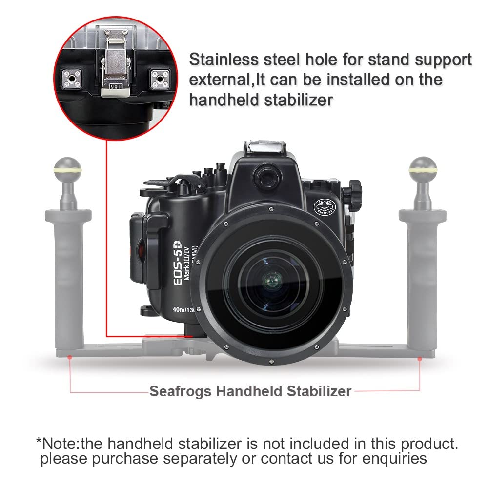 Sea frogs Camera Housing Compatible with Canon EOS 5D Mark III/IV with EF16-35mm f/2.8LII USM Lens,Waterproof IPX8, 40m/130ft Depth Protection EOS 5D Mark 4 Underwater Camera Case, Ideal for Diving