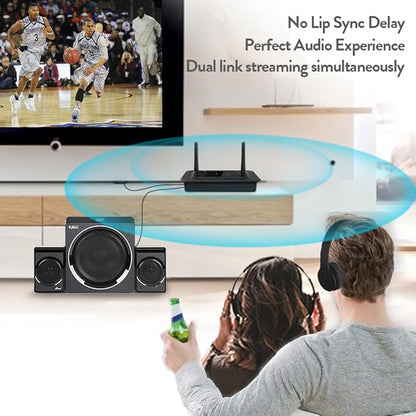 1Mii B03 Bluetooth 5.3 Transmitter Receiver for TV Home Stereo BT Headphones, aptX Low Latency & HD & AD Bluetooth Audio Adapter, Splitter for Wired & Wireless, Optical RCA AUX 3.5mm Inputs/Outputs