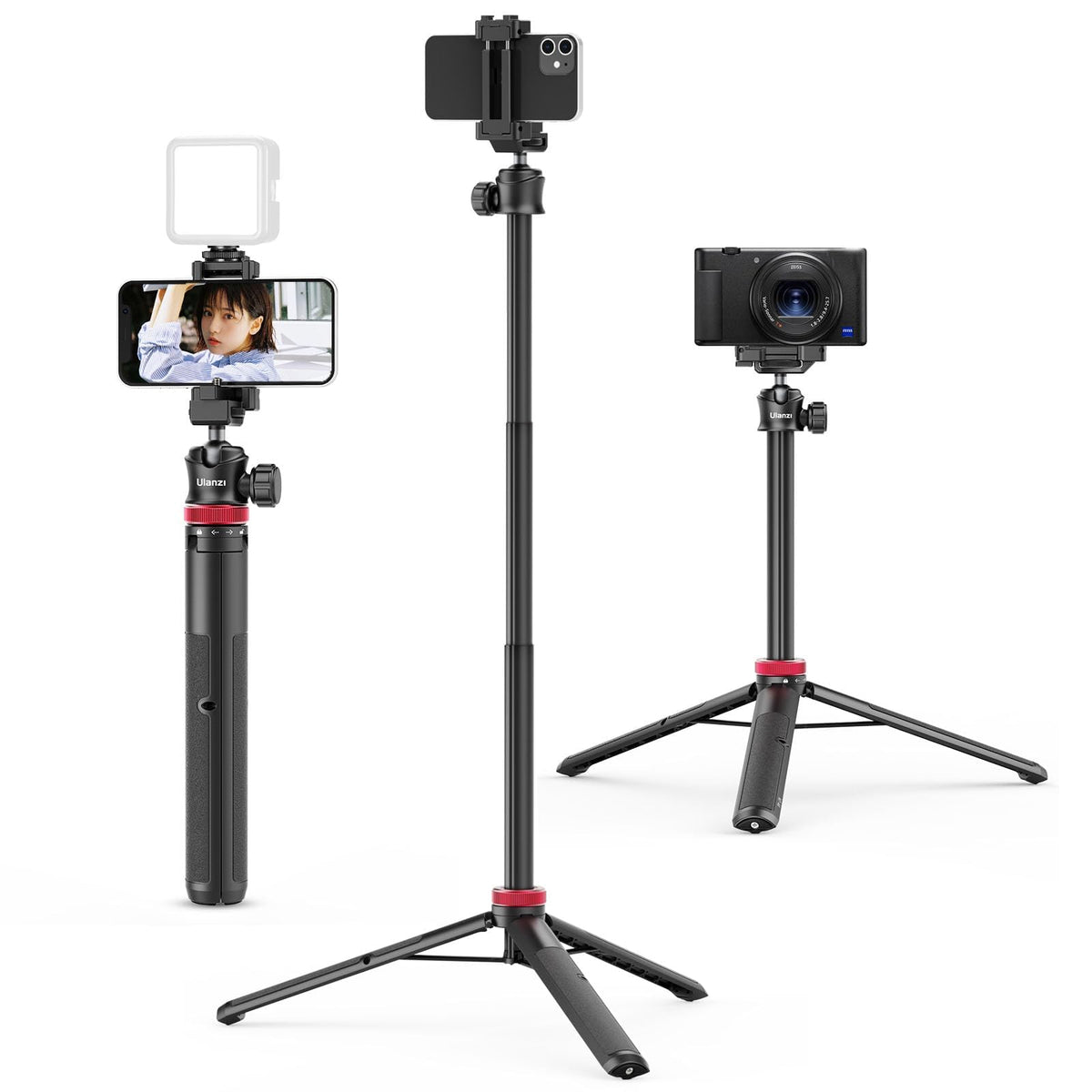ULANZI MT-44 Extendable Phone Tripod, 59" Portable Selfie Stick Vlog White