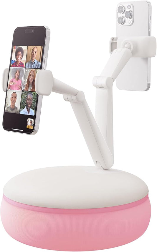 SAIJI Cell Phone Pillow Stand Mini iPhone Holder for Bed, Upgraded ,Mini Angle & Height Adjustable Phone Pillow Stand for Watching Video On Bed/Sofa/Lap, Fit for 4.7"-7.0" Device (Pink)