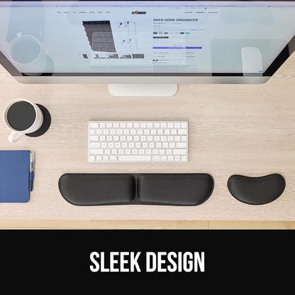 GORILLA GRIP Silky Gel Memory Foam Keyboard Wrist Rest for Computer and Mouse Pad, Ergonomic Design Typing Support, Desk Office Supplies, Hand & Arm Mousepad Cushion and Coaster, 3 Piece Set, Black