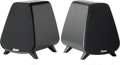 AS31 Active Bookshelf Speakers – 80W RMS 2-Way Stereo / 3″ Long-Stroke Woofer & 20 mm Silk Dome Tweeter – Bluetooth 5.3, RCA + Optical Inputs, Sub-Out & Remote Control – Wooden（Black）