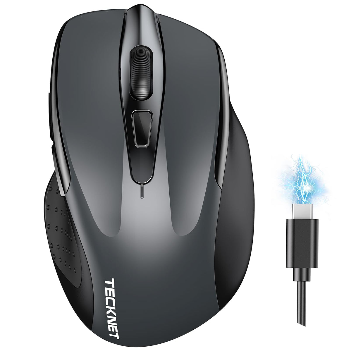 TECKNET Wireless Mouse, BT 5.0/2.4G, Rechargeable 6-DPI Silent, Blue