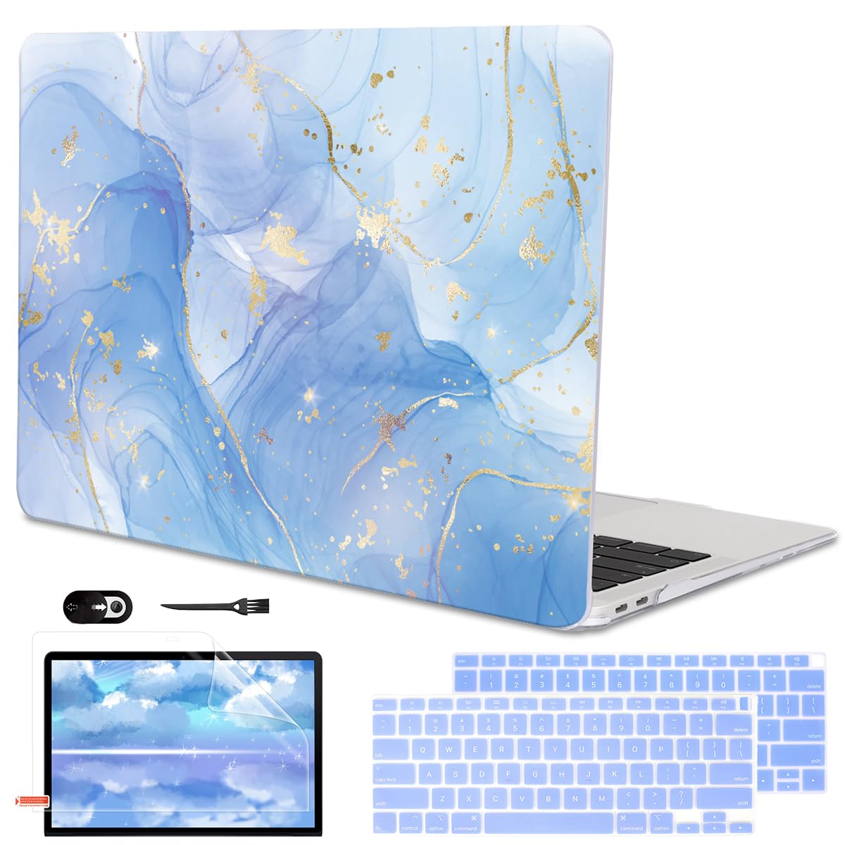 LCMOCICO for MacBook Air 13 inch Case 2020 2019 2018 Release M1 A2337 A2179 A1932, Glitter Crystal Pritned Pattern Hard Case Cover for Mac Air 13.3" Retina Display Touch ID, Astronauts & Spacecraft