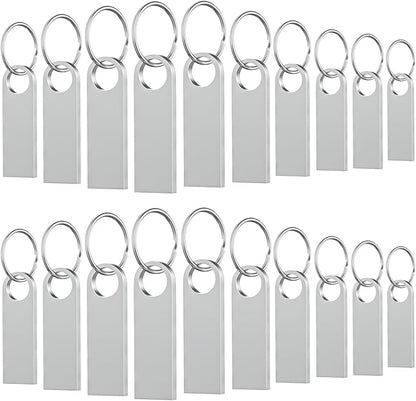 20 Pack 8GB USB Flash Drive with Keychains, Wooolken Sleek Metal USB 2.0 Thumb Drives Memory Stick for PC Laptop Computer(Sliver)