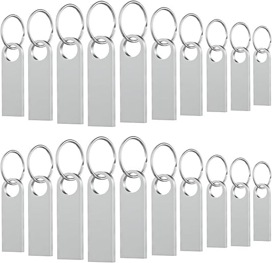 20 Pack 1GB USB Flash Drive with Keychains, Wooolken Sleek Metal USB 2.0 Thumb Drives Memory Stick for PC Laptop Computer(Sliver)