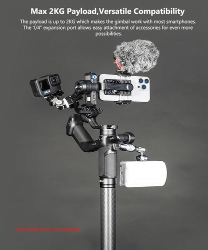 FeiyuTech Scorp MINI 3 Gimbal Stabilizer for iPhone, 3-Axis Smartphone Gimbal Built-in AI Tracking Module,Phone Gimbal with Cooling Fan and Integrated Grip Design, Touch Screen, 2KG(4.41lb) Payload