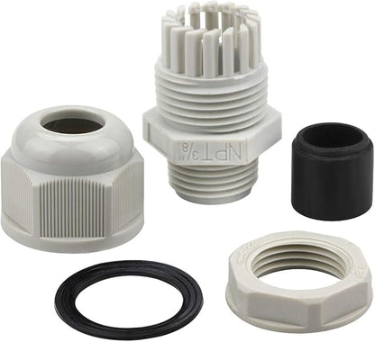 XHF 50 Pcs 3/8" IP68 Strain Relief Nylon Cord Grip Waterproof NPT Cable Glands Adjustable UL Listed and RoHS Compliant(Grey)