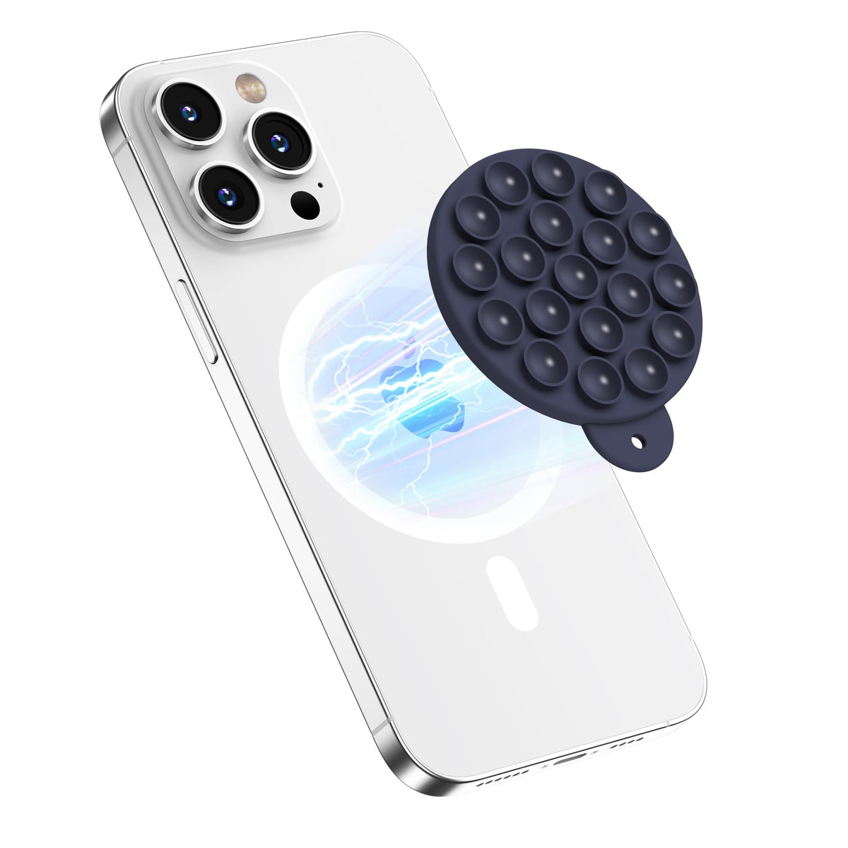 HSAOHD Magnetic Suction Cup Phone Mount, Compatible with MagSafe, Silicone Octo Cup Buddy Sticky Grip Holder for iPhone and Android, Removable Hands-Free Phone Stand Selfie/Video for TikTok, Red