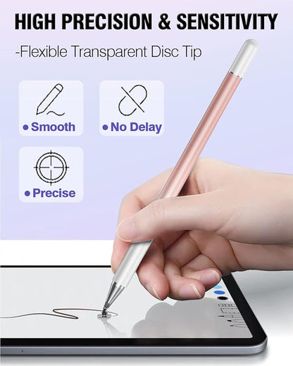 Stylus Pens for Touch Screens, 2 in 1 High Precision Universal Stylus Pen for iPad Compatible with Apple, iPhone, iPad, Android, Microsoft Tablets, Phones, 3 Pack-Blue, Pink, Purple