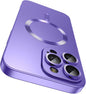 Magnetic for iPhone 15 Pro Max Case [Compatible with MagSafe][Built-in Camera Lens Protector] Slim Soft Silicone Bumper Shockproof Metallic Luster Phone Case (Purple)