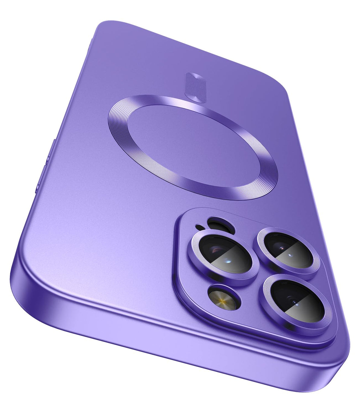 LEKEVO Magnetic for iPhone 16 Plus Case [Compatible with MagSafe][Built-in Camera Lens Protector] Slim Soft Silicone Bumper Shockproof Metallic Luster Phone Case (Purple)