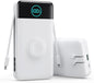 Portable Charger 40800mAh Power Bank with Built-in Cables,Wall Plug and iWatch Charger,6-in-1 QC4.0+25W PD USB C Fast Phone Charging,LCD Display Battery Pack for iPhone 16/15,Apple Watch,Galaxy-White