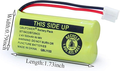 BT18433 BT28433 2.4v 500mAh Ni-Mh Phone Battery Rechargeable Compatible with AT&T Vtech BT-8300 BATT-6010 BT184342 BT284342 BT1011 BT1018 BT1022 BT1031 89-1326-00-00 CPH-515D(8 Pack)
