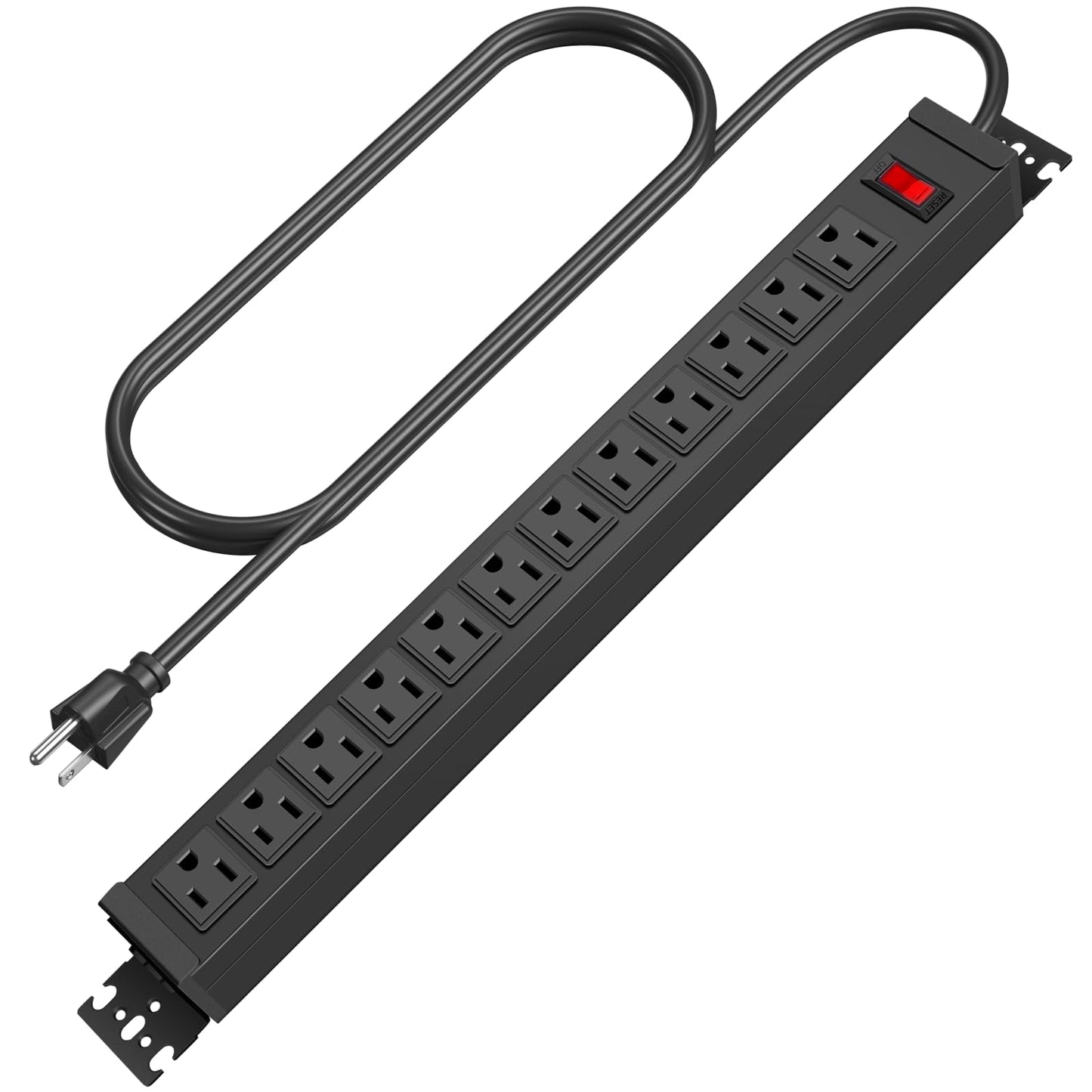 HHSOET Rotating 12 Outlet Surge Protector Power Strip,1200J, 6FT Black,1